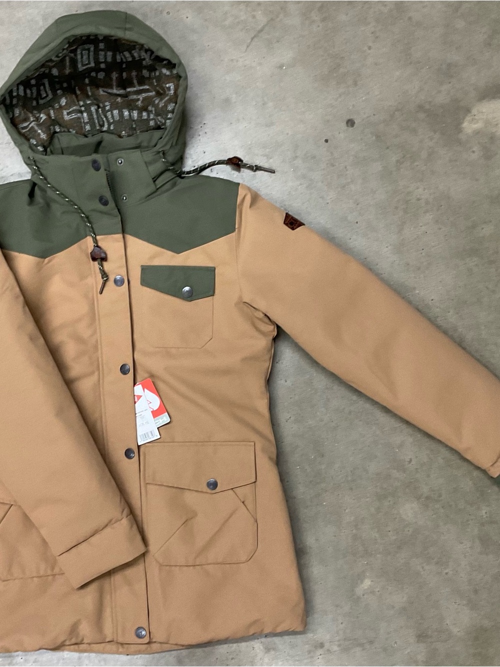 Cinch Two-Tone Tan and Olive Green Hooded Jacket